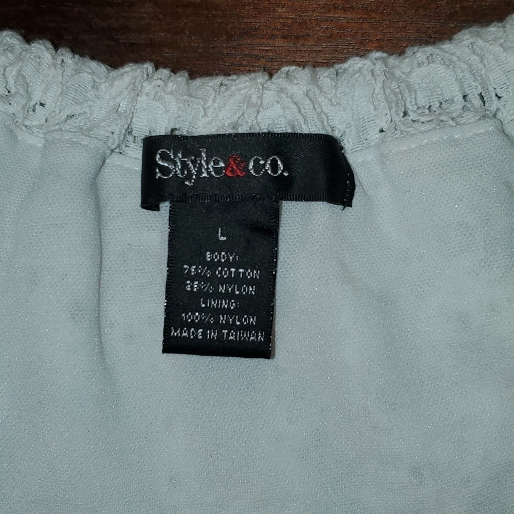 4/$20 Style & Co white crop top spaghetti strap top - Picture 7 of 10